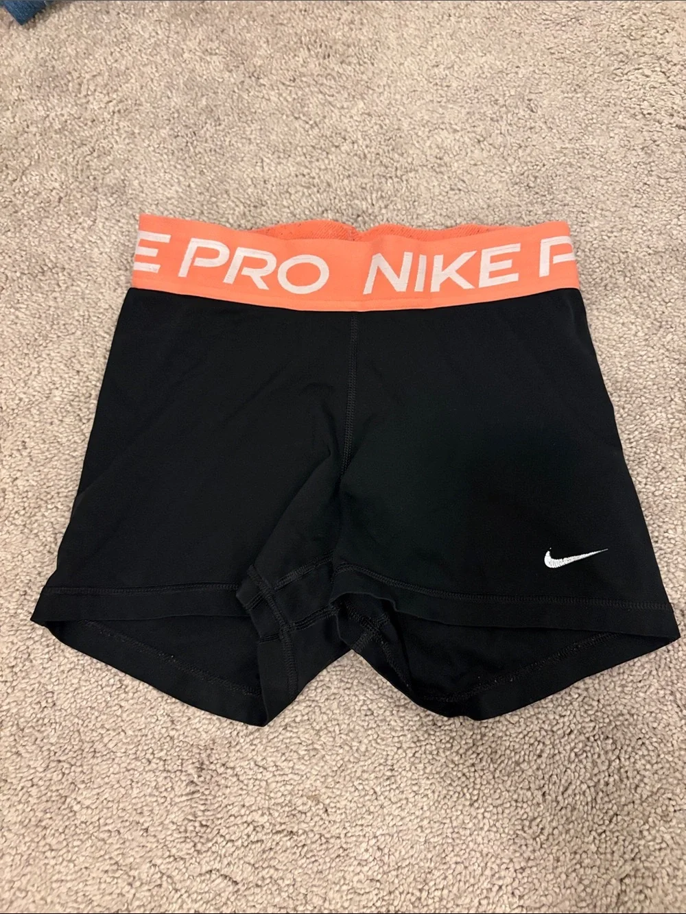 Nike Women's Black Bike Shorts with Coral Elastic Waistband